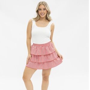 Red Gingham Tiered Skort